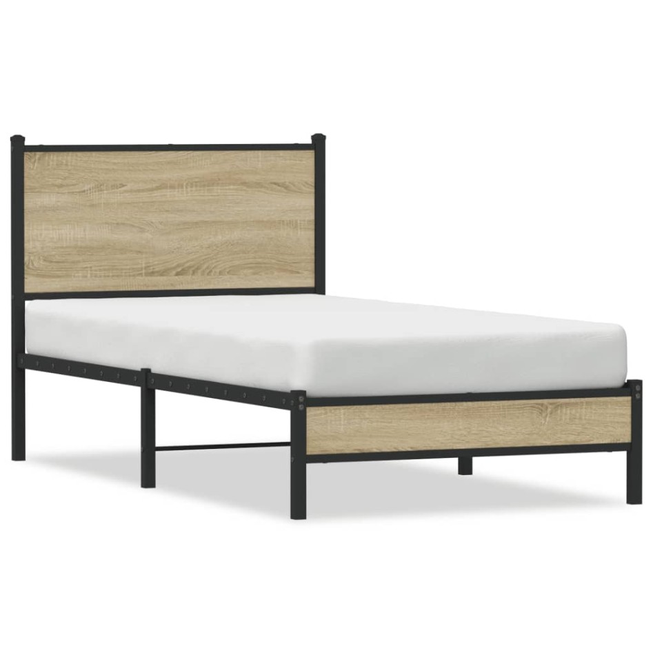 Estructura de cama sin colchón metal roble Sonoma 90x200