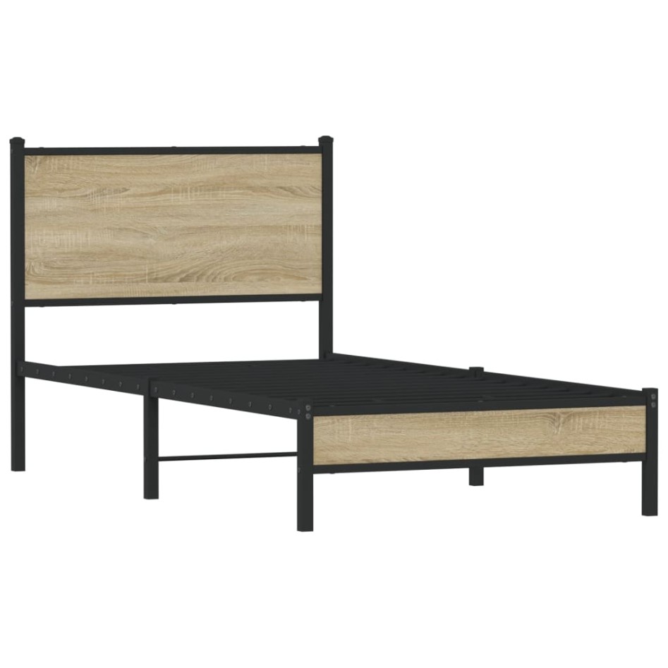 Estructura de cama sin colchón metal roble Sonoma 90x200