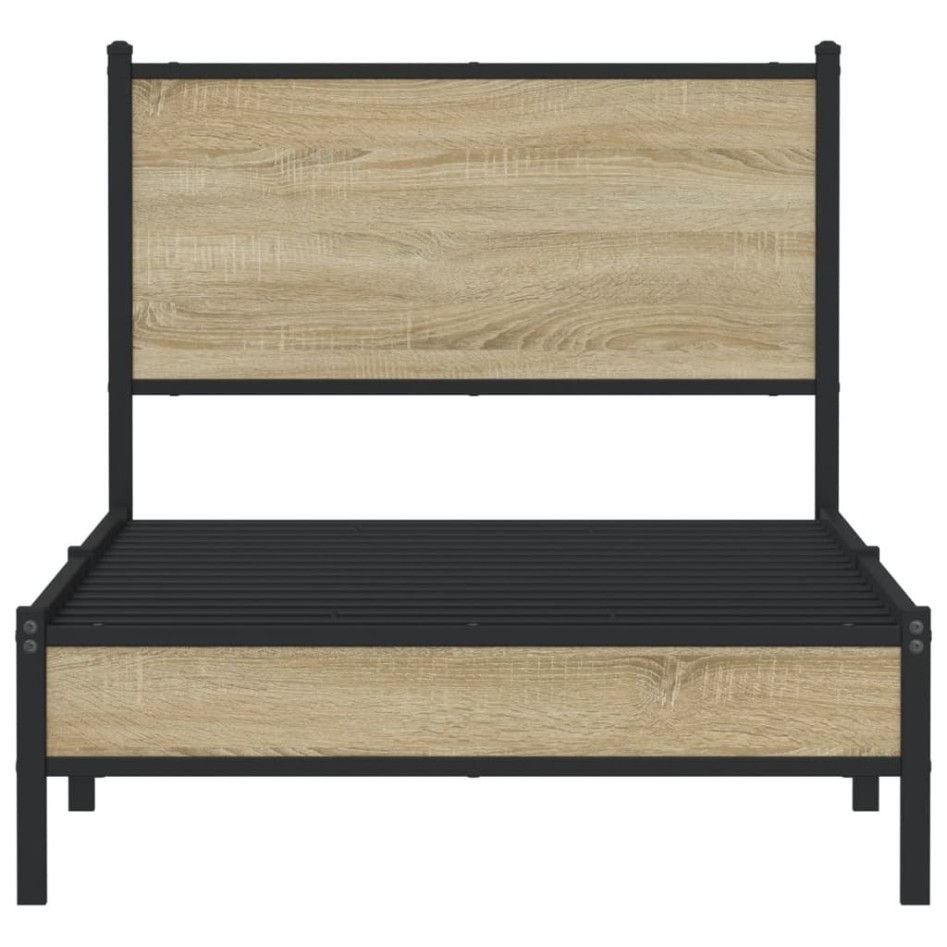 Estructura de cama sin colchón metal roble Sonoma 90x200