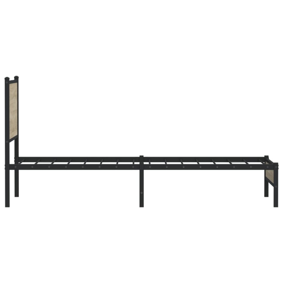 Estructura de cama sin colchón metal roble Sonoma 90x200