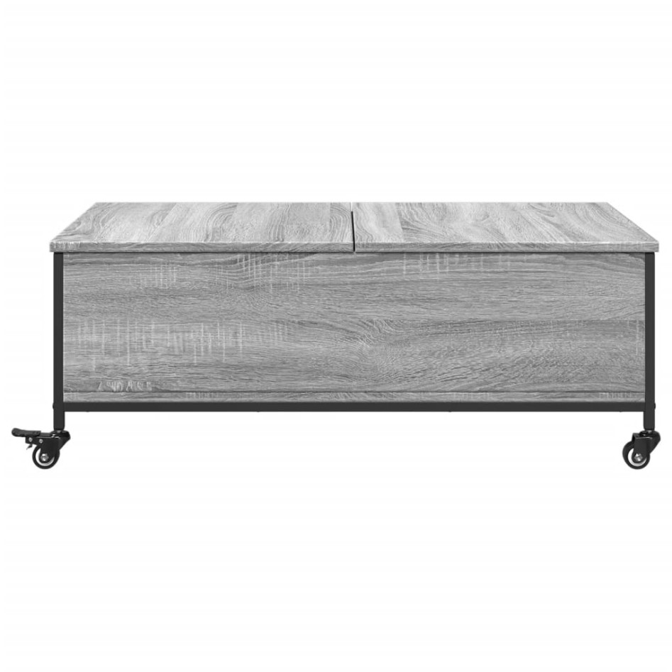 Mesa de centro con ruedas madera ingeniería gris 91x55x34
