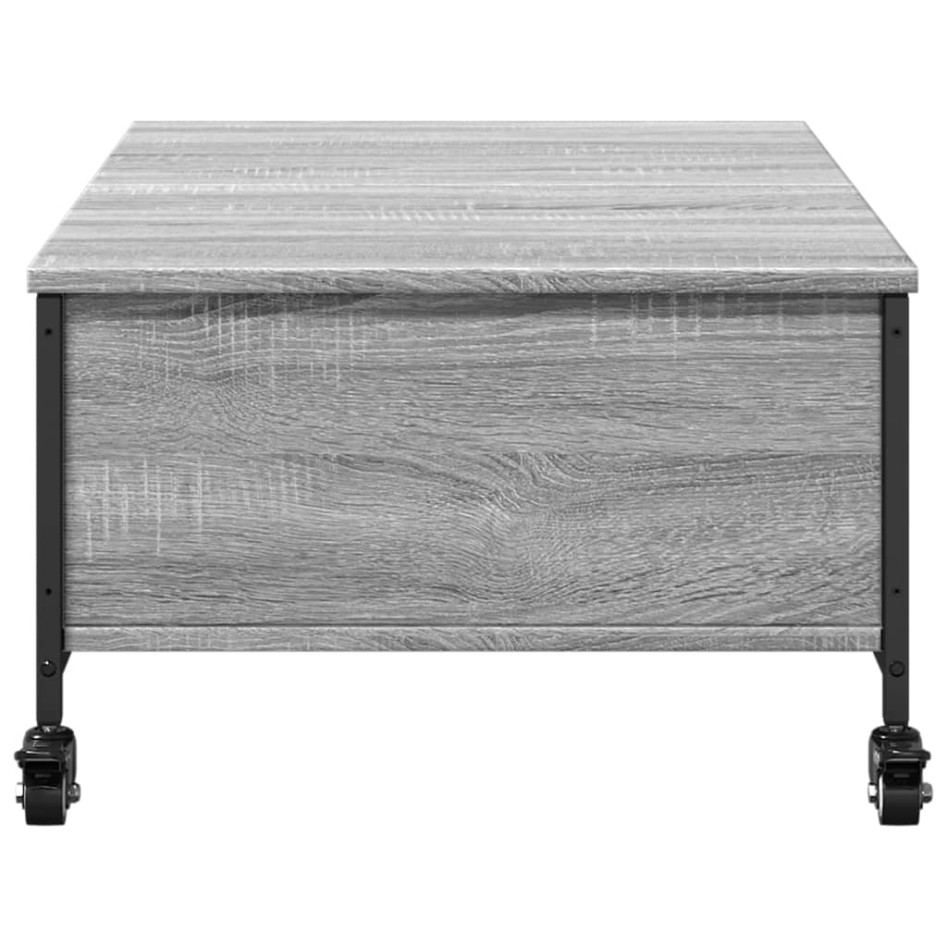 Mesa de centro con ruedas madera ingeniería gris 91x55x34