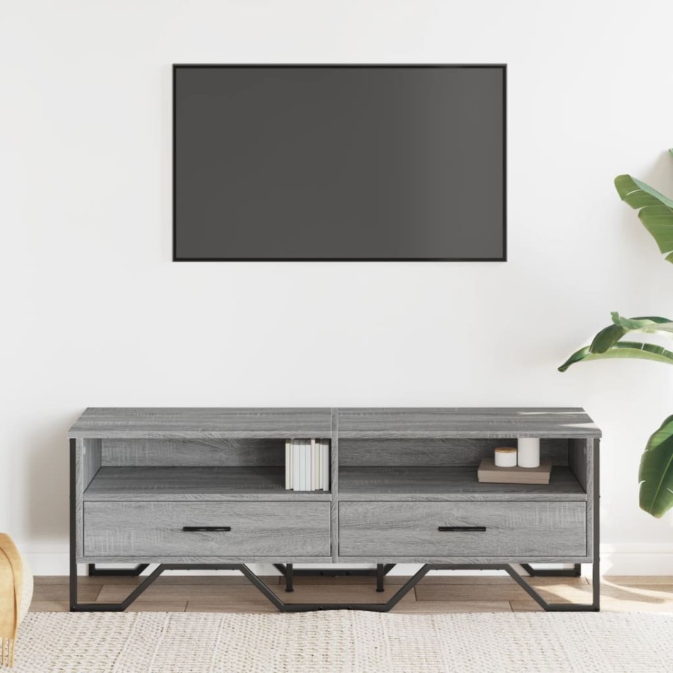 Mueble de TV madera de ingeniería gris sonoma 122x34x41