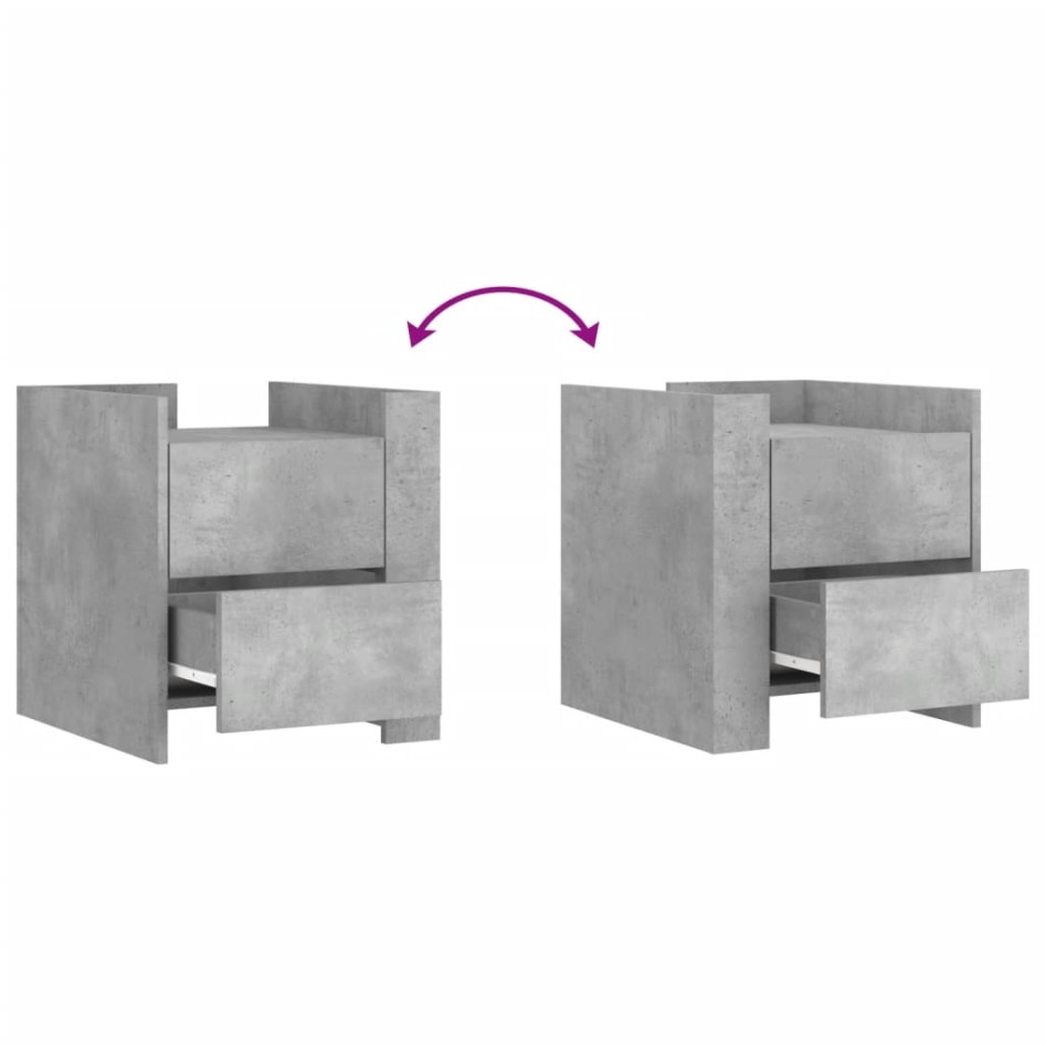 Mesita de noche madera de ingeniería gris hormigón 45x50x50