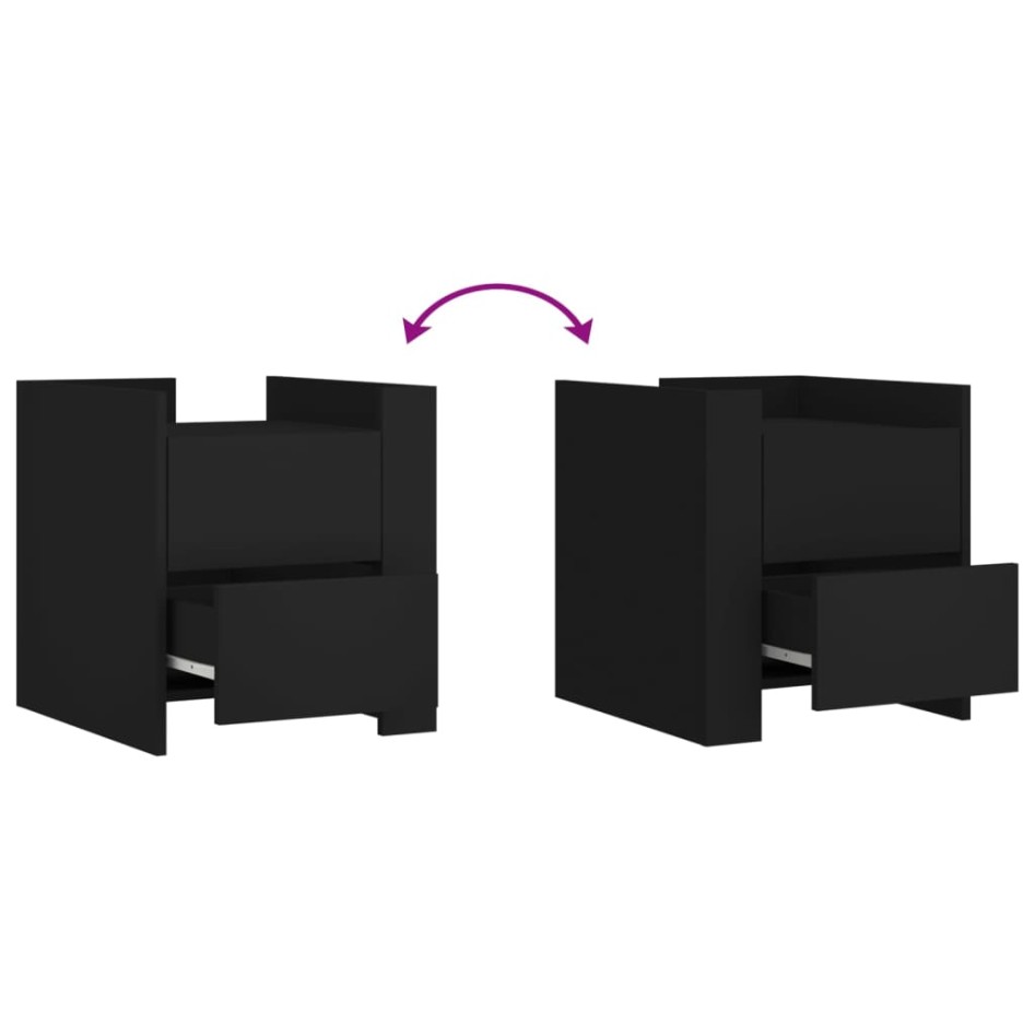 Mesita de noche madera de ingeniería negro 45x50x50