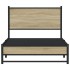 Estructura de cama sin colchón metal roble ahumado 100x190