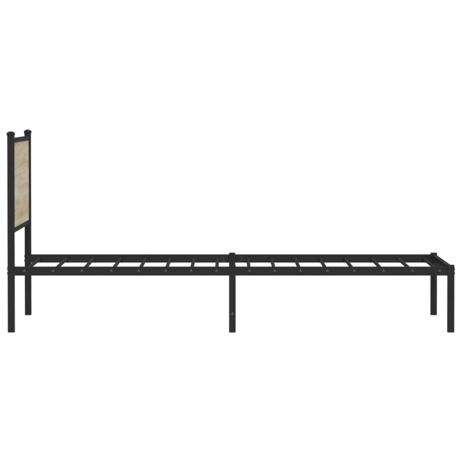 Estructura de cama sin colchón metal roble ahumado 100x190