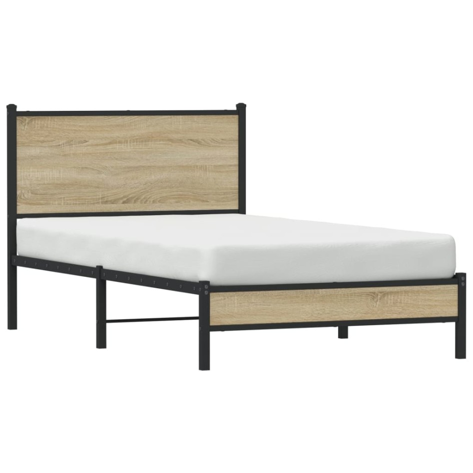 Estructura de cama sin colchón metal roble Sonoma 100x200