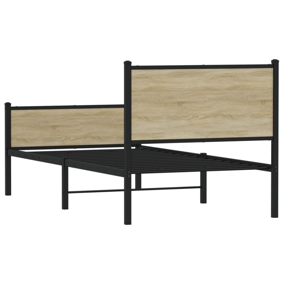 Estructura de cama sin colchón metal roble Sonoma 90x190