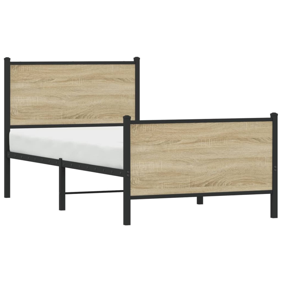 Estructura de cama sin colchón metal roble Sonoma 80x200