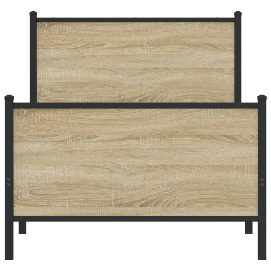 Estructura de cama sin colchón metal roble Sonoma 80x200