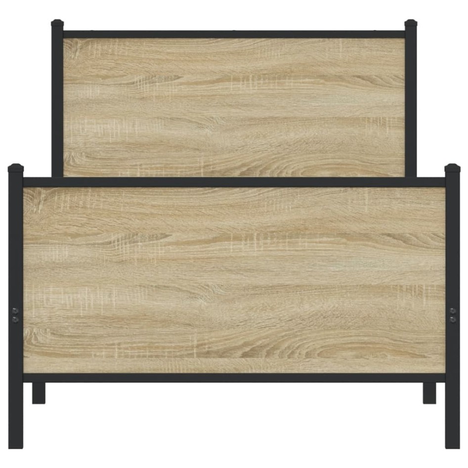 Estructura de cama sin colchón metal roble Sonoma 90x200