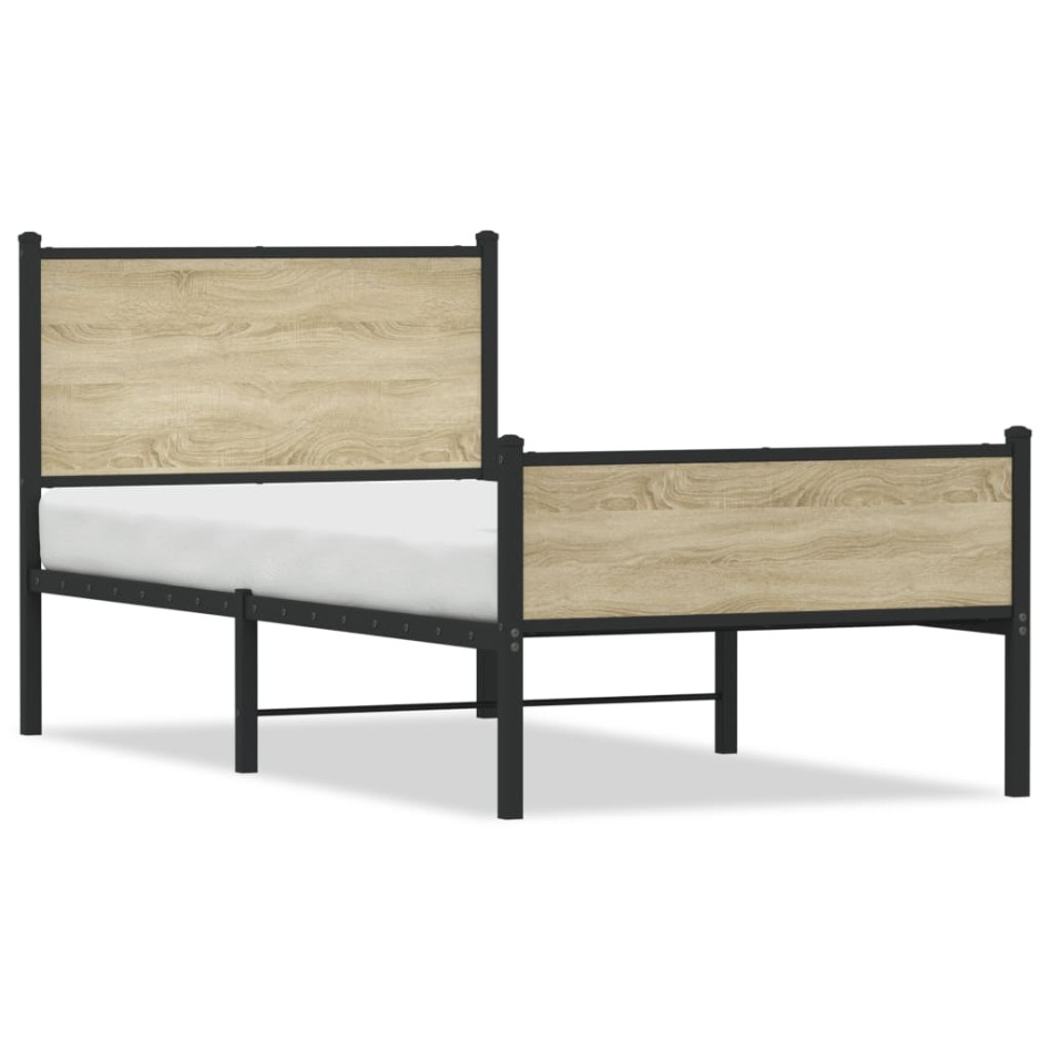 Estructura de cama sin colchón metal roble Sonoma 75x190