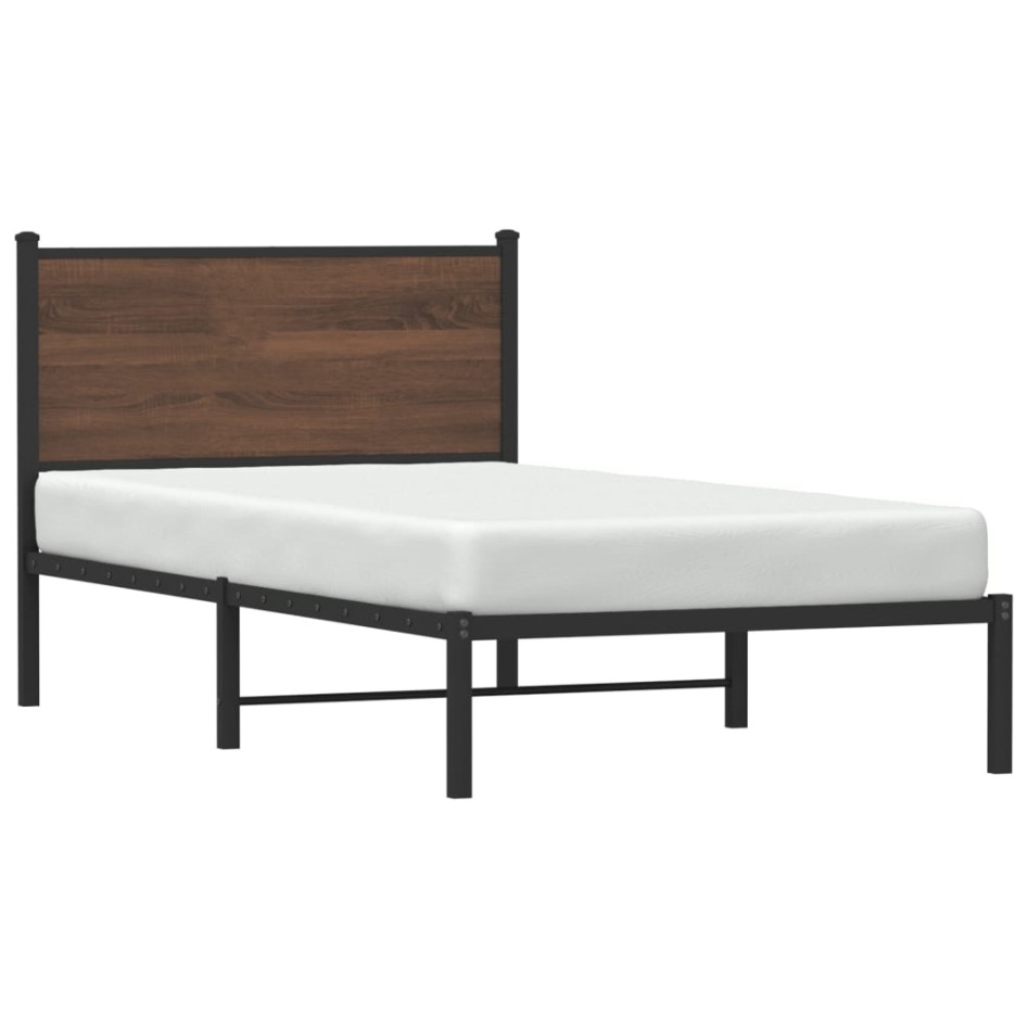 Estructura de cama sin colchón metal marrón roble 100x190