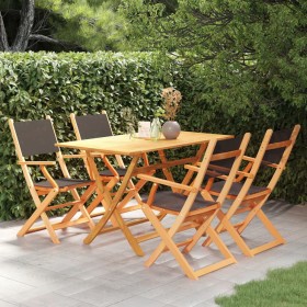Set de comedor para jardín 5 pzas madera maciza eucalipto
