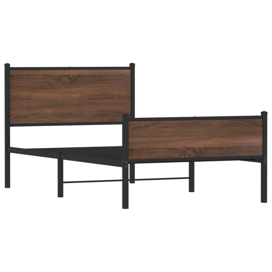 Estructura de cama sin colchón metal marrón roble 100x200