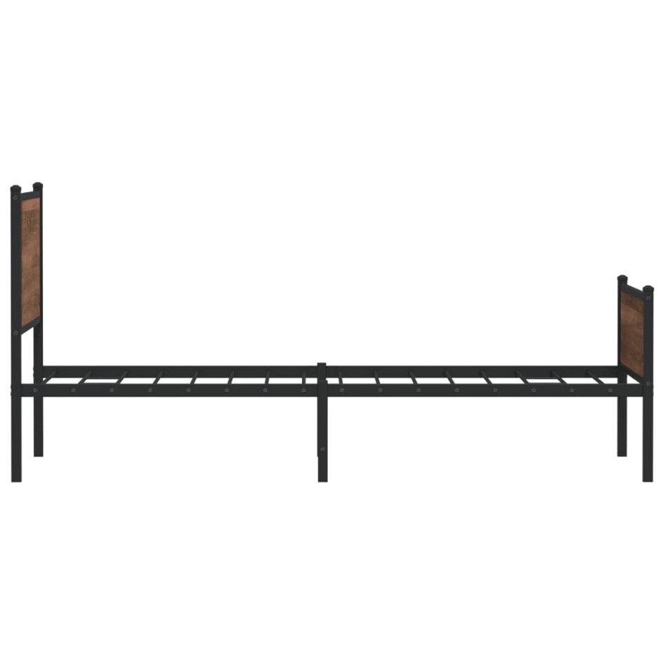 Estructura de cama sin colchón metal marrón roble 100x200