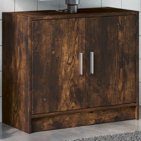 Armario de lavabo madera ingeniería roble ahumado 63x29x55