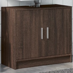 Armario de lavabo madera ingeniería marrón roble 63x29x55