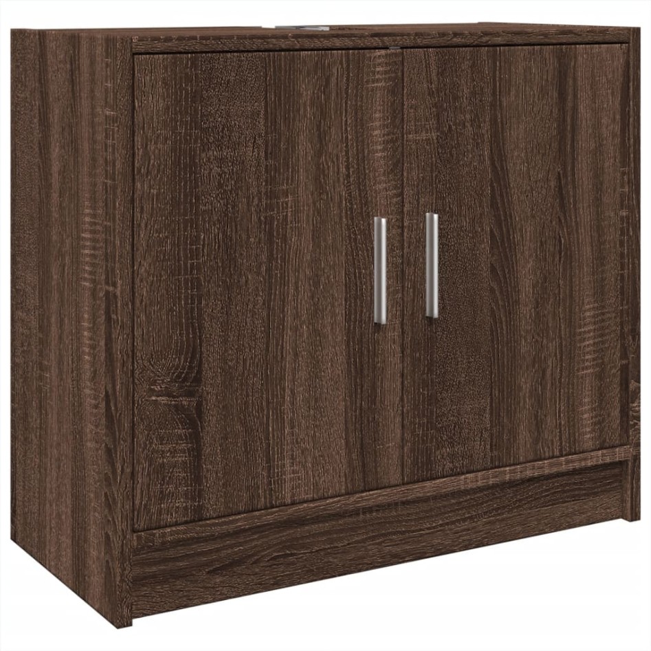 Armario de lavabo madera ingeniería marrón roble 63x29x55