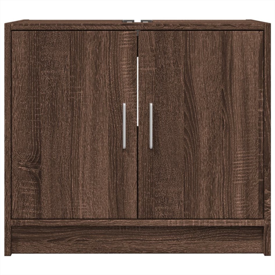 Armario de lavabo madera ingeniería marrón roble 63x29x55