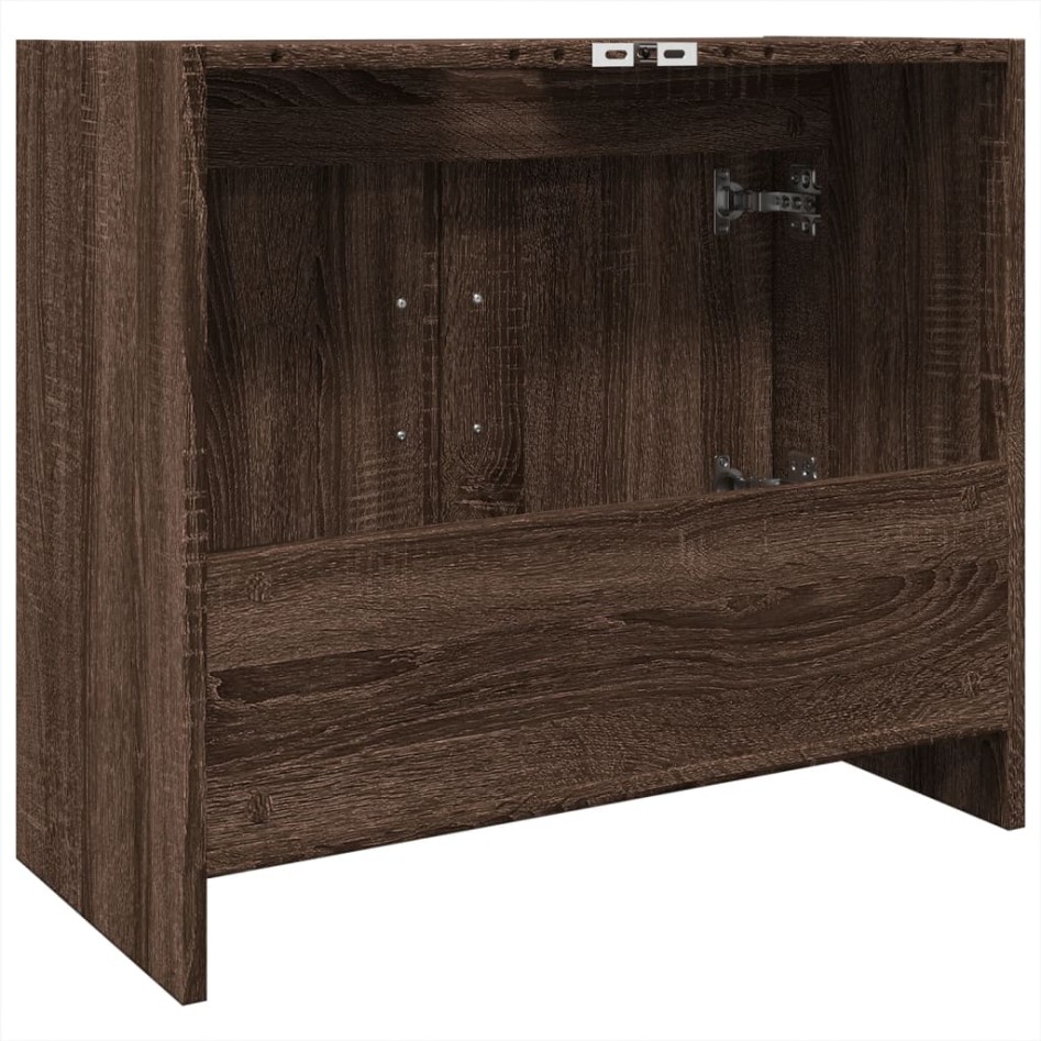 Armario de lavabo madera ingeniería marrón roble 63x29x55