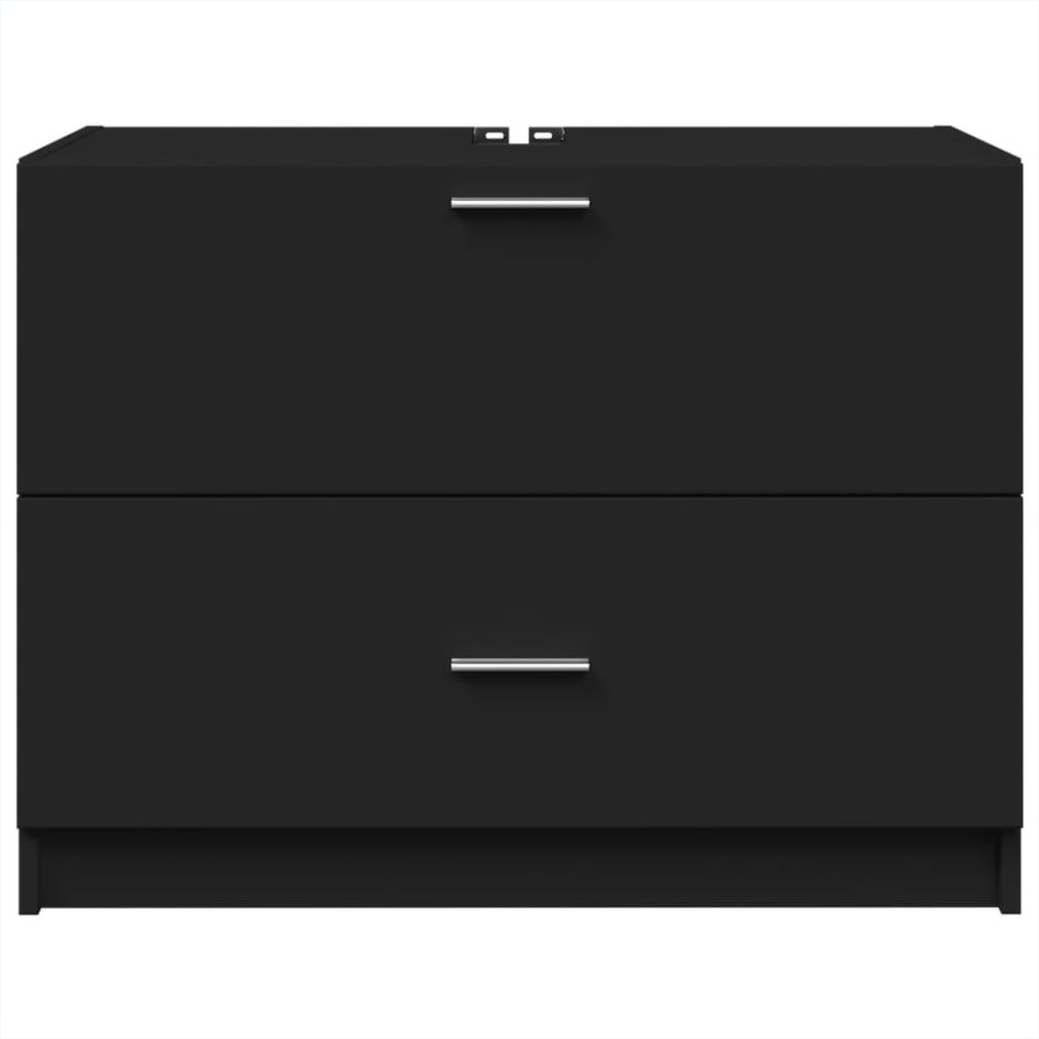 Armario de lavabo madera de ingeniería negro 78x37x59