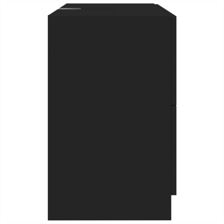 Armario de lavabo madera de ingeniería negro 78x37x59