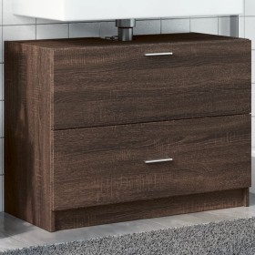 Armario de lavabo madera de ingeniería marrón roble 78x37x59