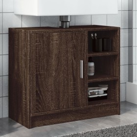 Armario de lavabo madera ingeniería marrón roble 63x29x55
