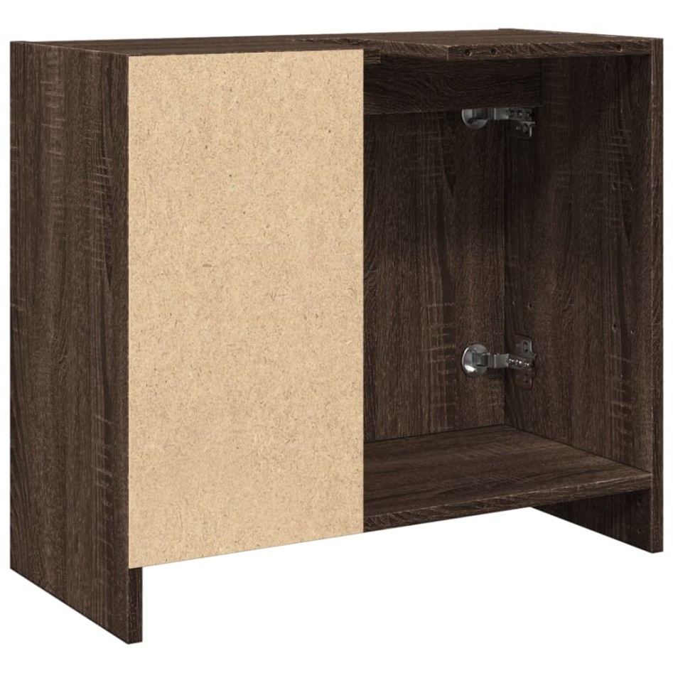 Armario de lavabo madera ingeniería marrón roble 63x29x55