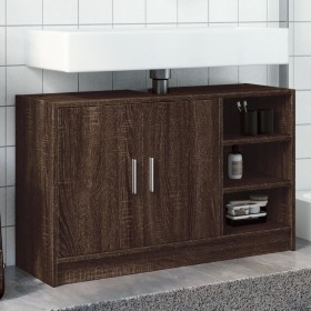 Mueble de lavabo madera de ingeniería roble marrón 90x29x55