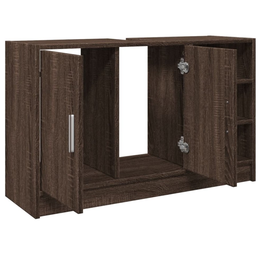 Mueble de lavabo madera de ingeniería roble marrón 90x29x55