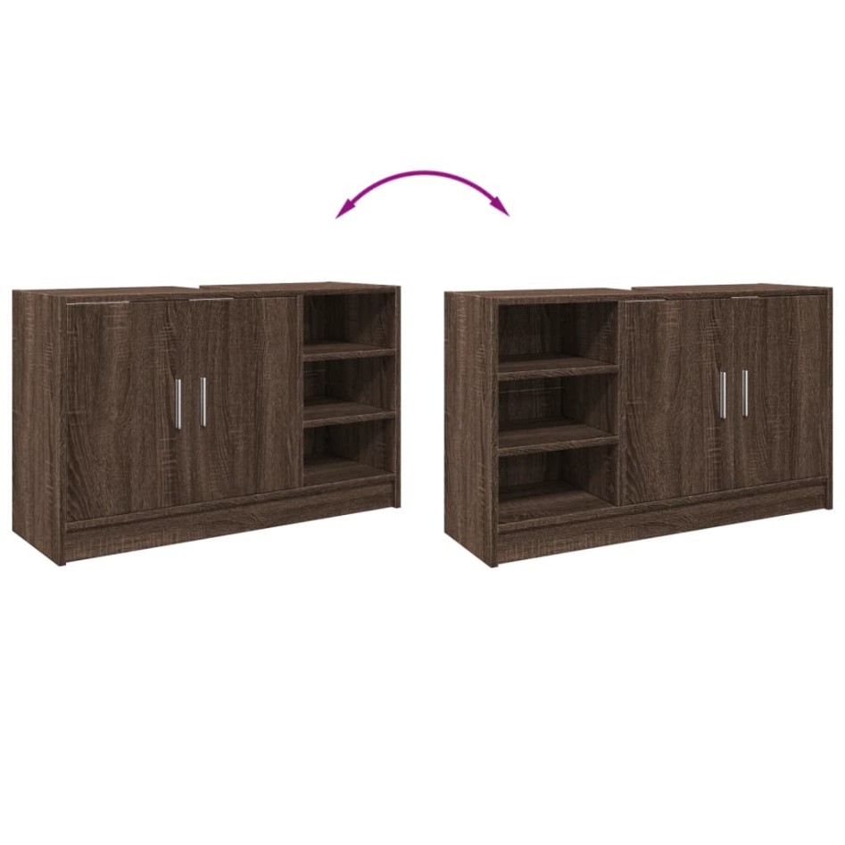 Mueble de lavabo madera de ingeniería roble marrón 90x29x55