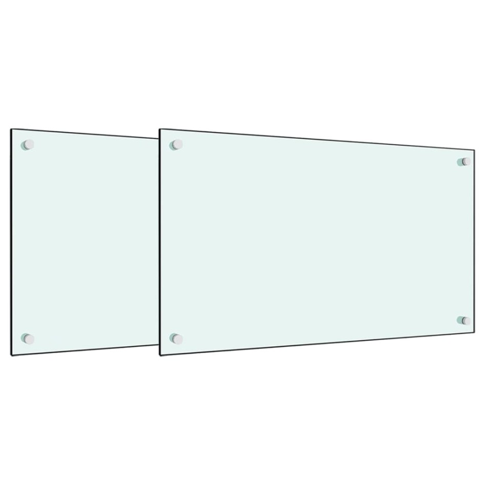 Salpicaderos de cocina 2 uds vidrio templado blanco 70x40