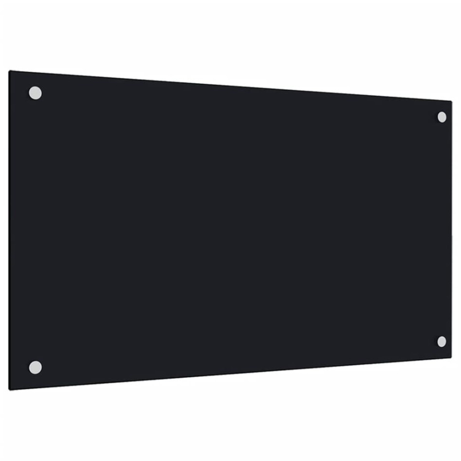 Salpicaderos de cocina 2 uds vidrio templado negro 70x60