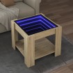 Mesa de centro y LED madera ingeniería roble Sonoma 53x53x45 cm