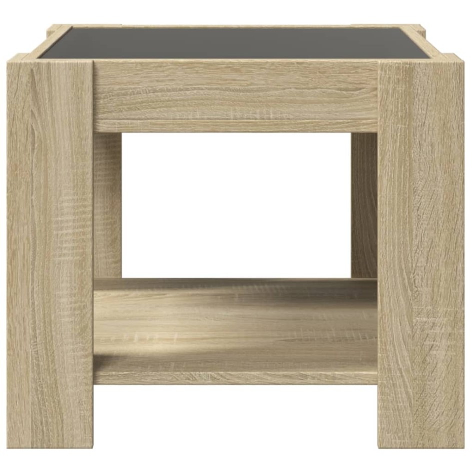Mesa de centro y LED madera ingeniería roble Sonoma 53x53x45