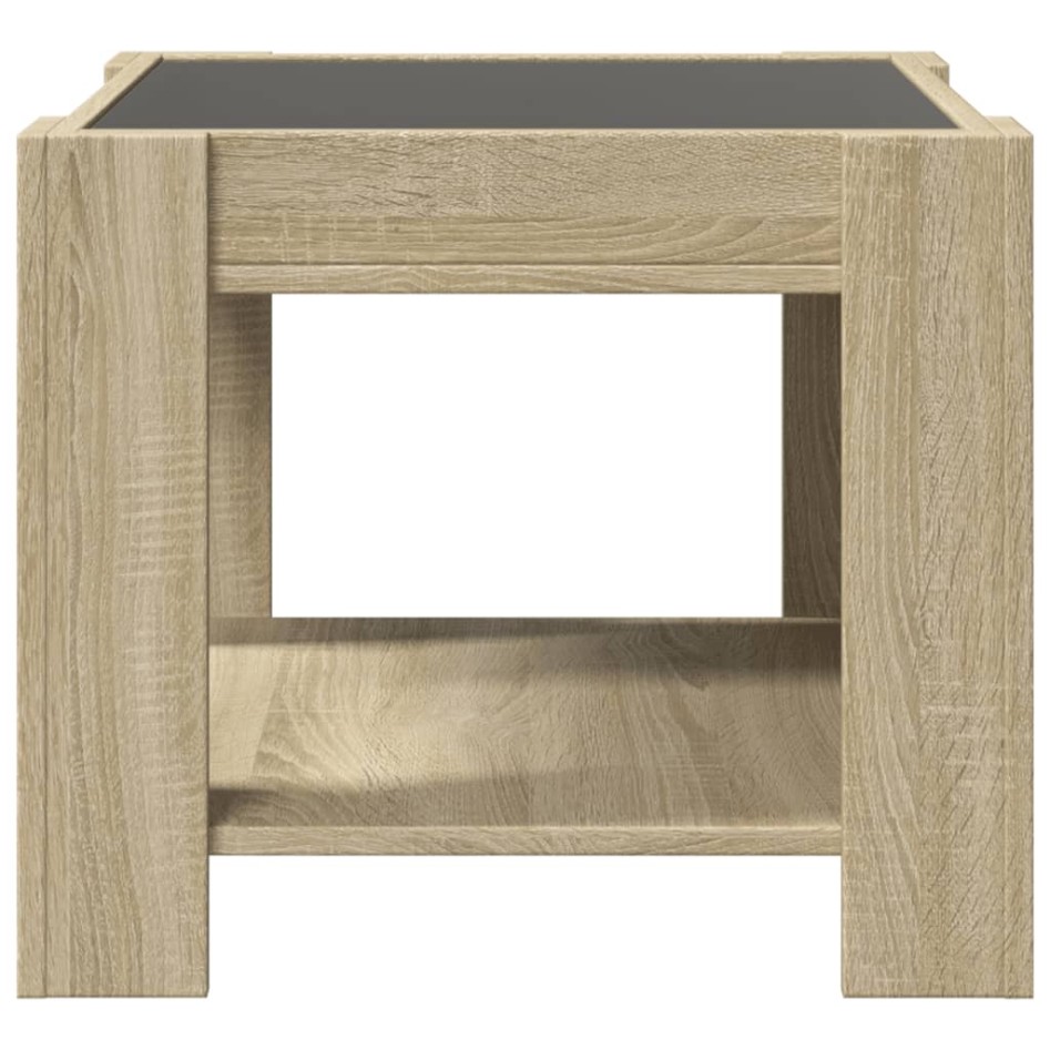 Mesa de centro y LED madera ingeniería roble Sonoma 53x53x45