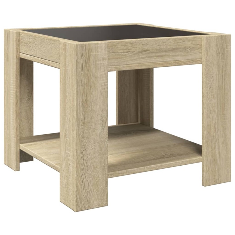 Mesa de centro y LED madera ingeniería roble Sonoma 53x53x45
