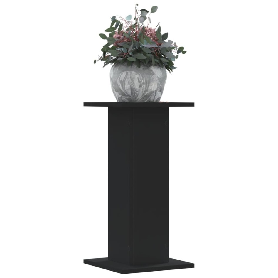 Soportes de plantas 2 uds madera ingeniería negro 30x30x60