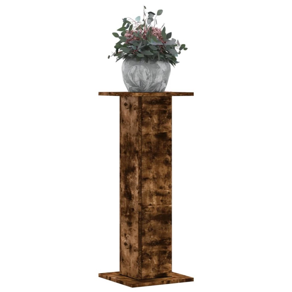 Soportes para plantas 2 uds madera roble ahumado 30x30x80