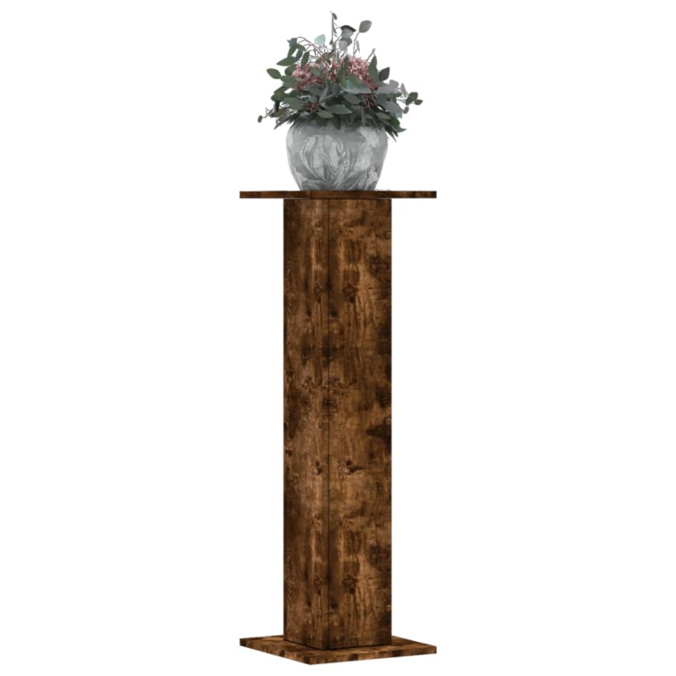 Soportes para plantas 2 uds madera roble ahumado 30x30x95