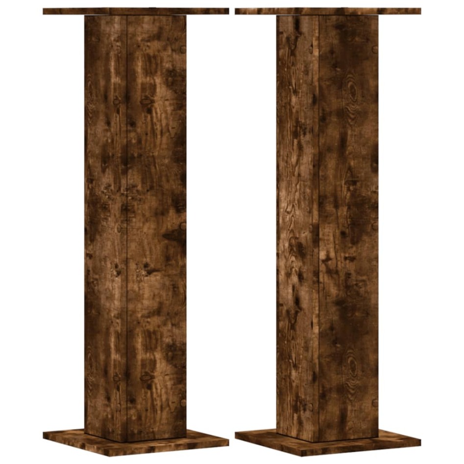 Soportes para plantas 2 uds madera roble ahumado 30x30x95