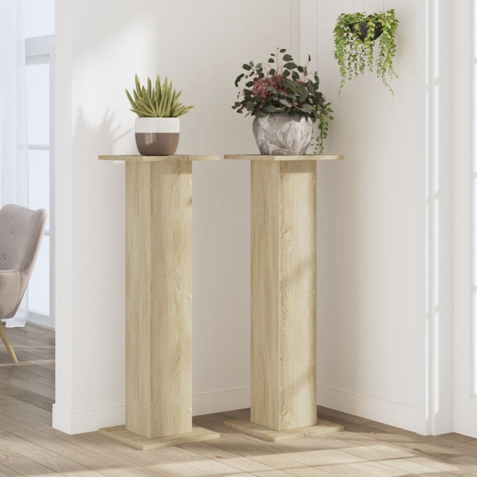 Soportes para plantas 2 uds madera roble Sonoma 30x30x95