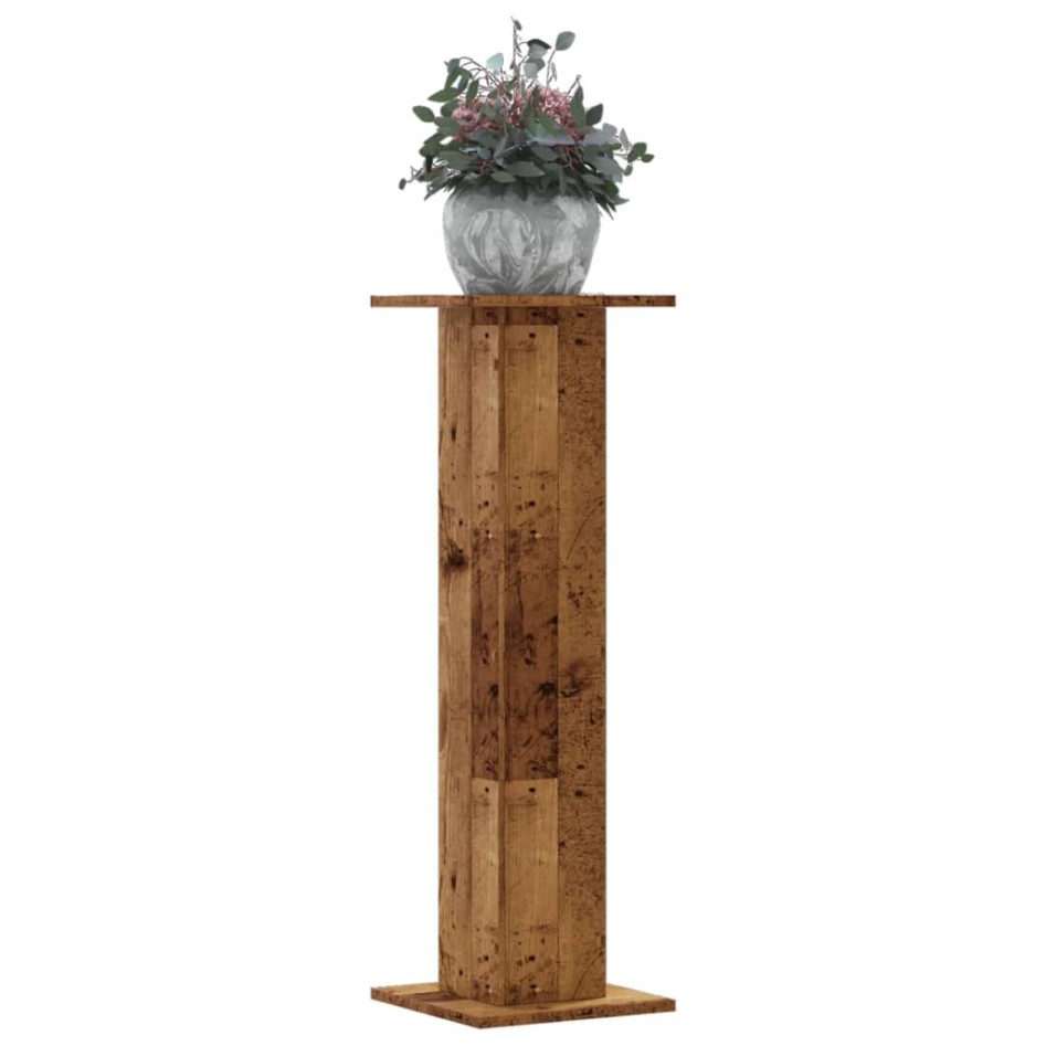 Soportes para plantas 2 uds madera roble envejecido 30x30x95