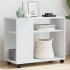 Mesa auxiliar con ruedas madera ingeniería blanco 70x35x60