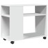 Mesa auxiliar con ruedas madera ingeniería blanco 70x35x60