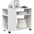 Mesa auxiliar con ruedas madera ingeniería blanco 70x35x60