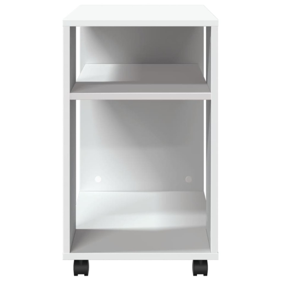 Mesa auxiliar con ruedas madera ingeniería blanco 70x35x60